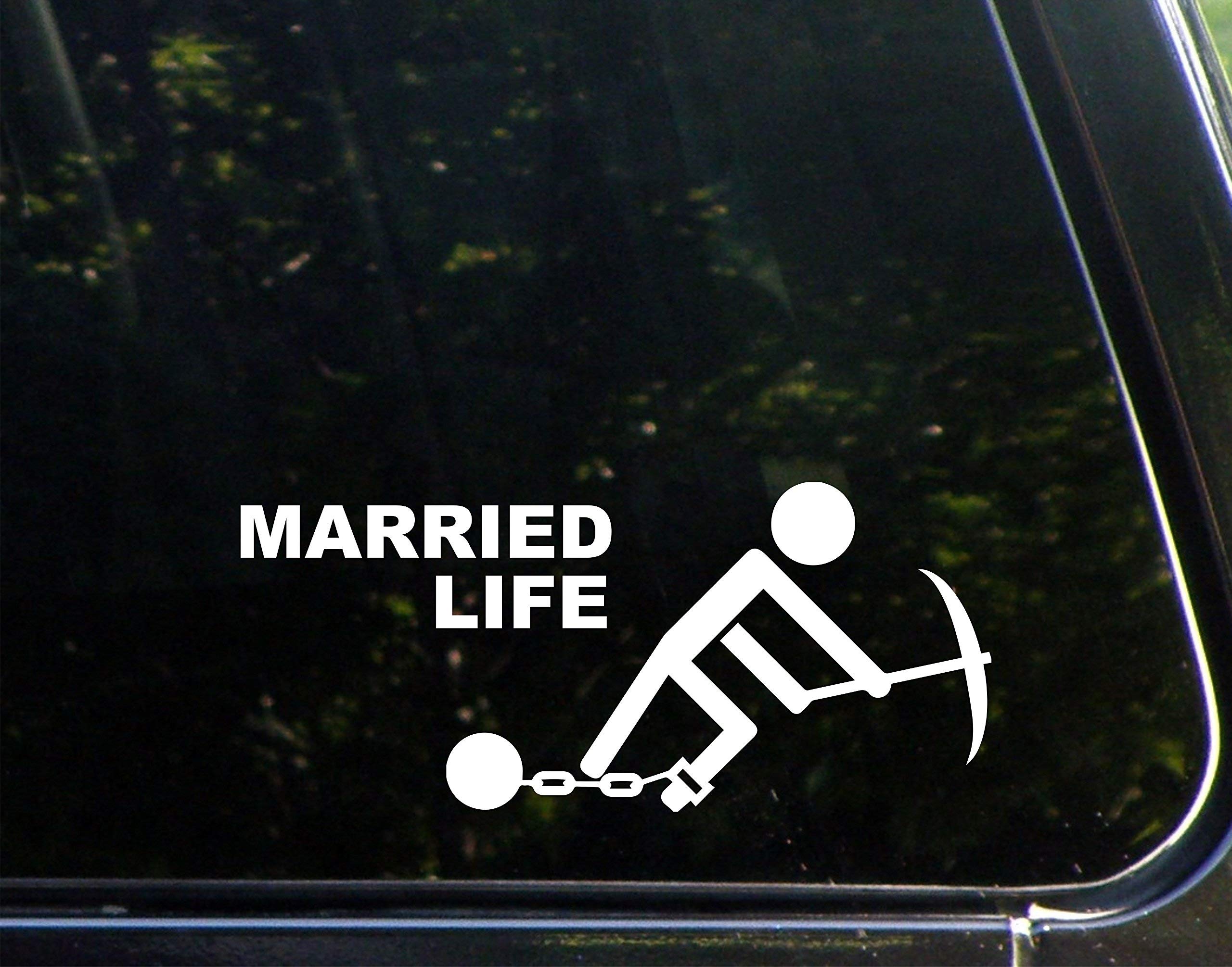 Married Life Ball and Chain Vinyl Die Cut Decal - 8.5