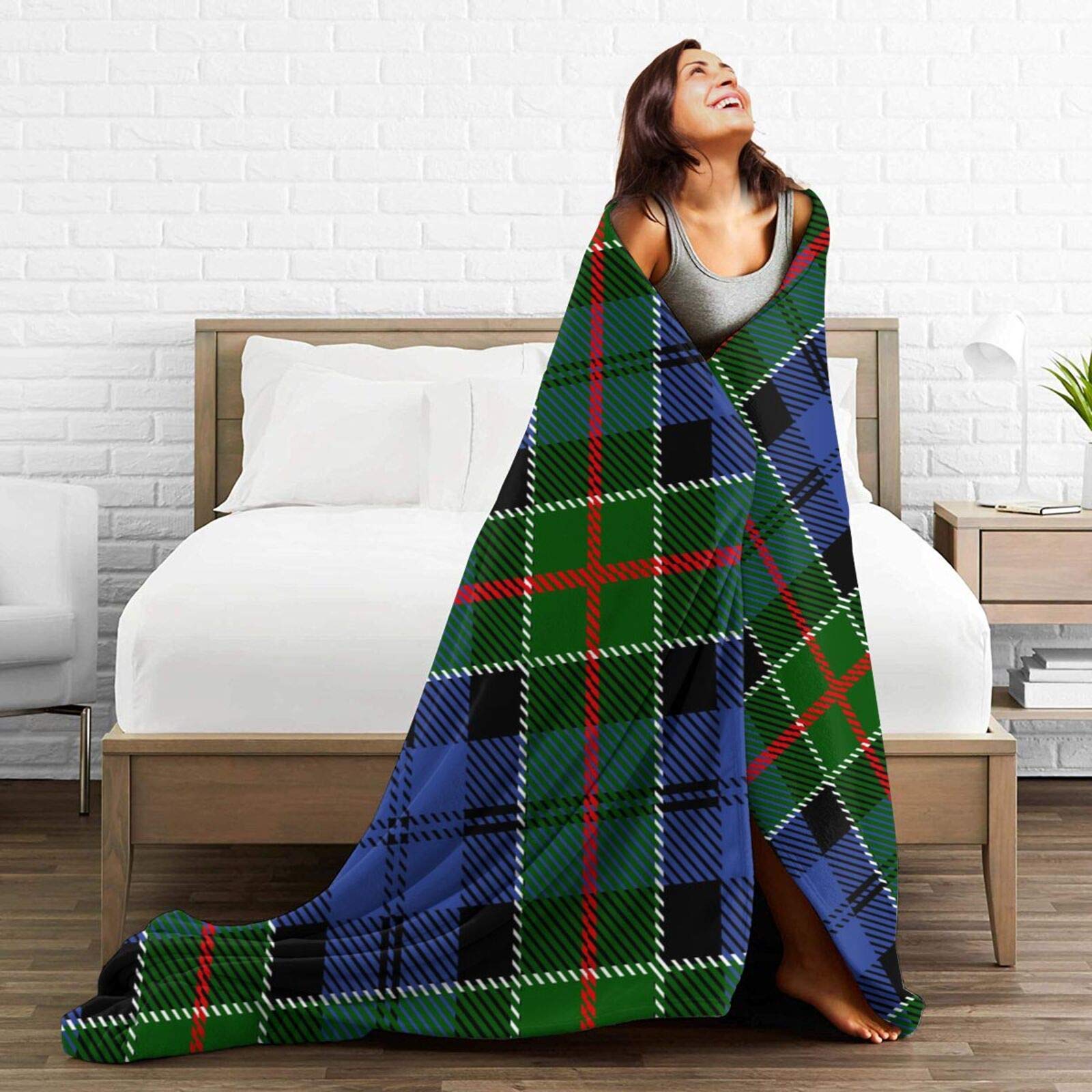Clan Colquhoun Tartan Throw Blanket - Ultra Soft Flannel Blanket for Bed, Sofa & Couch | Warm Scottish Plaid Blanket for Home Decor, Winter Nights & Cozy Living Room