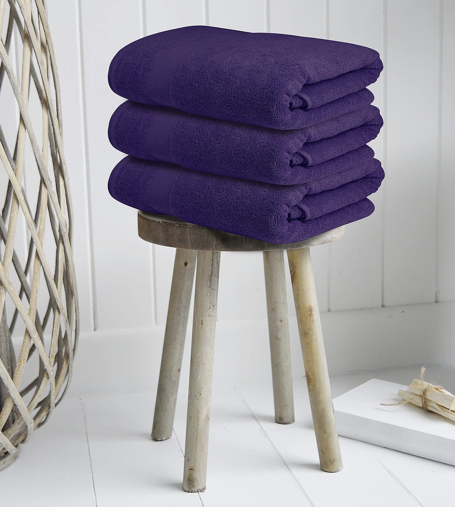 Softolle 100% Cotton Luxury Bath Towels Set of 4 - Super Soft & Highly Absorbent 27x54 Inch Bathroom Towels - Eco-Friendly, Quick-Drying for Spa, Gym, Pool & Beach Use (Purple)