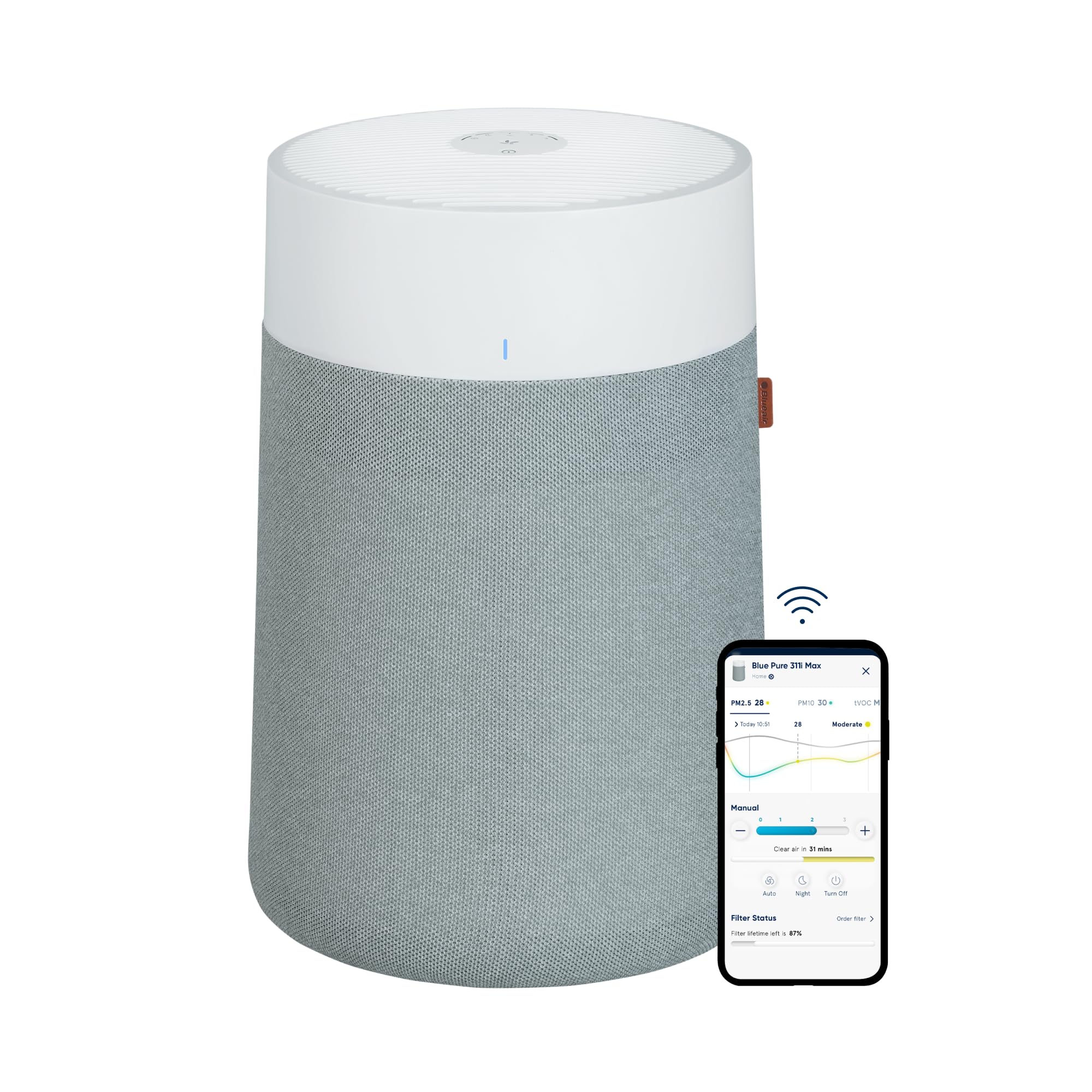 Blue Pure 311i Max HEPASilent Smart Air Purifier for Medium Rooms (Up to 1,858 sqft) - Removes Allergens, Dust, Mold, Smoke & Viruses - Ideal for Bedroom, Kitchen, Home & Pet Owners - Perfect for Allergy Relief & Cleaner Air While Sleeping or Cooking