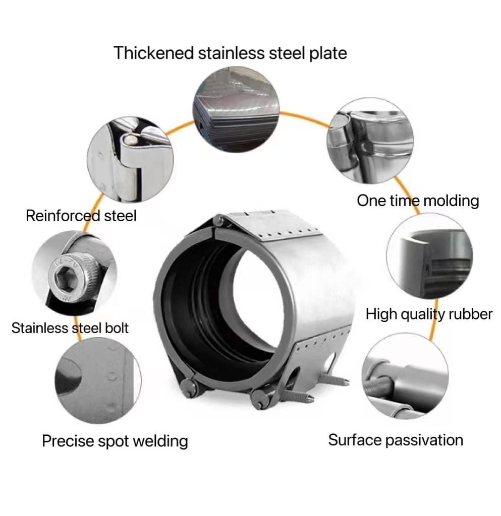 Emergency Pipe Repair Clamp Kit - 3 Inch (74mm-79mm) Leak Sealer for Plastic & Metal Pipes - Fix Broken Water Pipes, HVAC Systems & Plumbing Emergencies