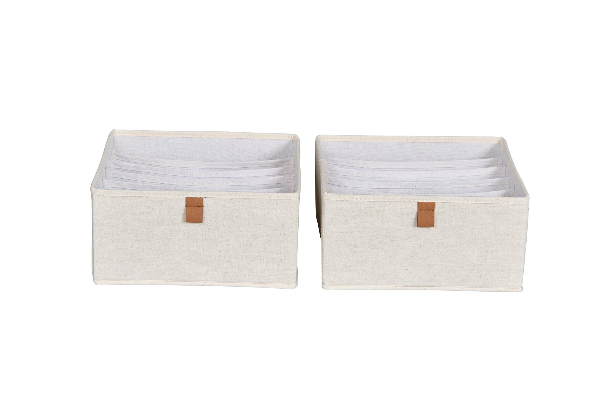6 Compartment Fabric Wardrobe Organizer - 2 Pack Cream Storage Bins for Closet, Bedroom & Seasonal Clothes Organization