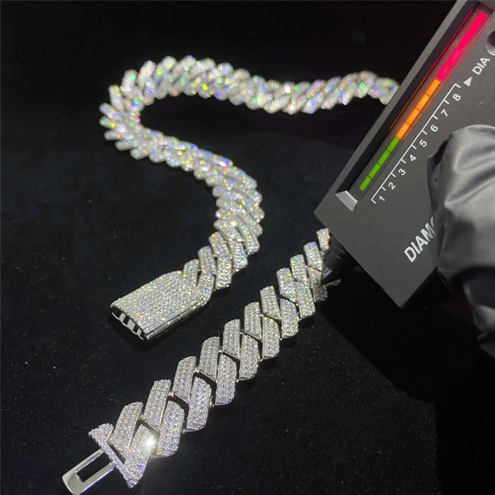 18K Gold Moissanite Cuban Link Tennis Chain Necklace for Men - Iced Out Hip Hop Jewelry Gift for Birthday, Anniversary & Special Occasions
