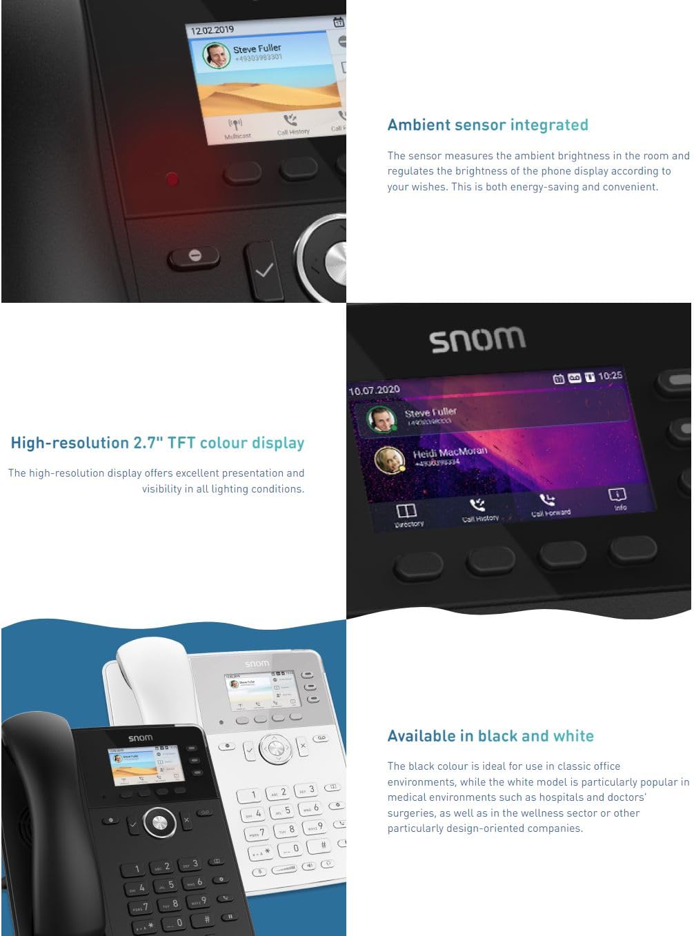 Snom D717 IP Phone - SIP Desktop Phone with 3-Key Auto-Labeling, HD TFT Color Screen, Built-in Light Sensor & PoE (IEEE 802.3af) - Black (Model 00004397) - Perfect for Office Communication & VoIP Business Phone Systems