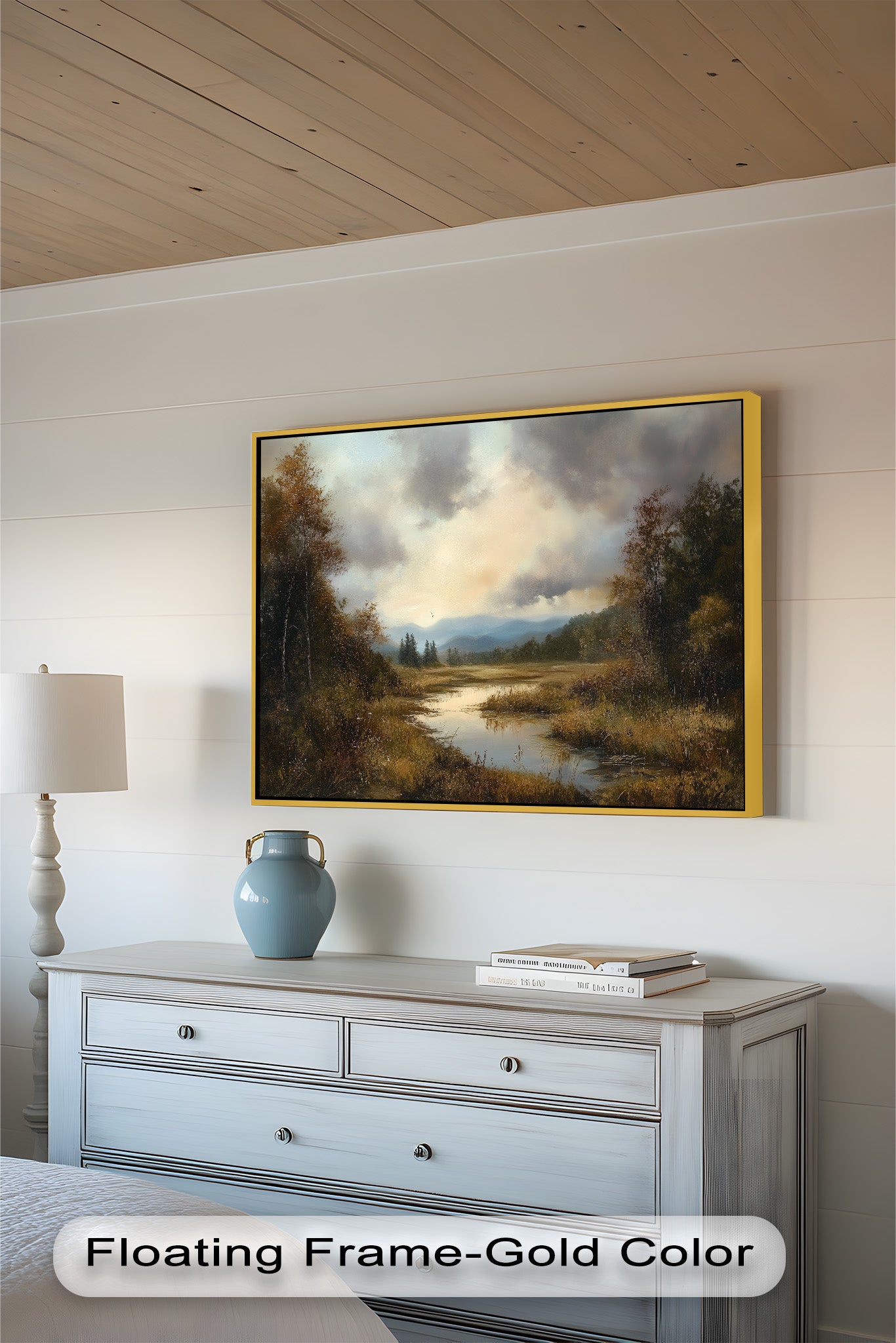 Autumn River Landscape Oil Painting - Handmade Canvas Wall Art for Living Room, Bedroom & Office Decor