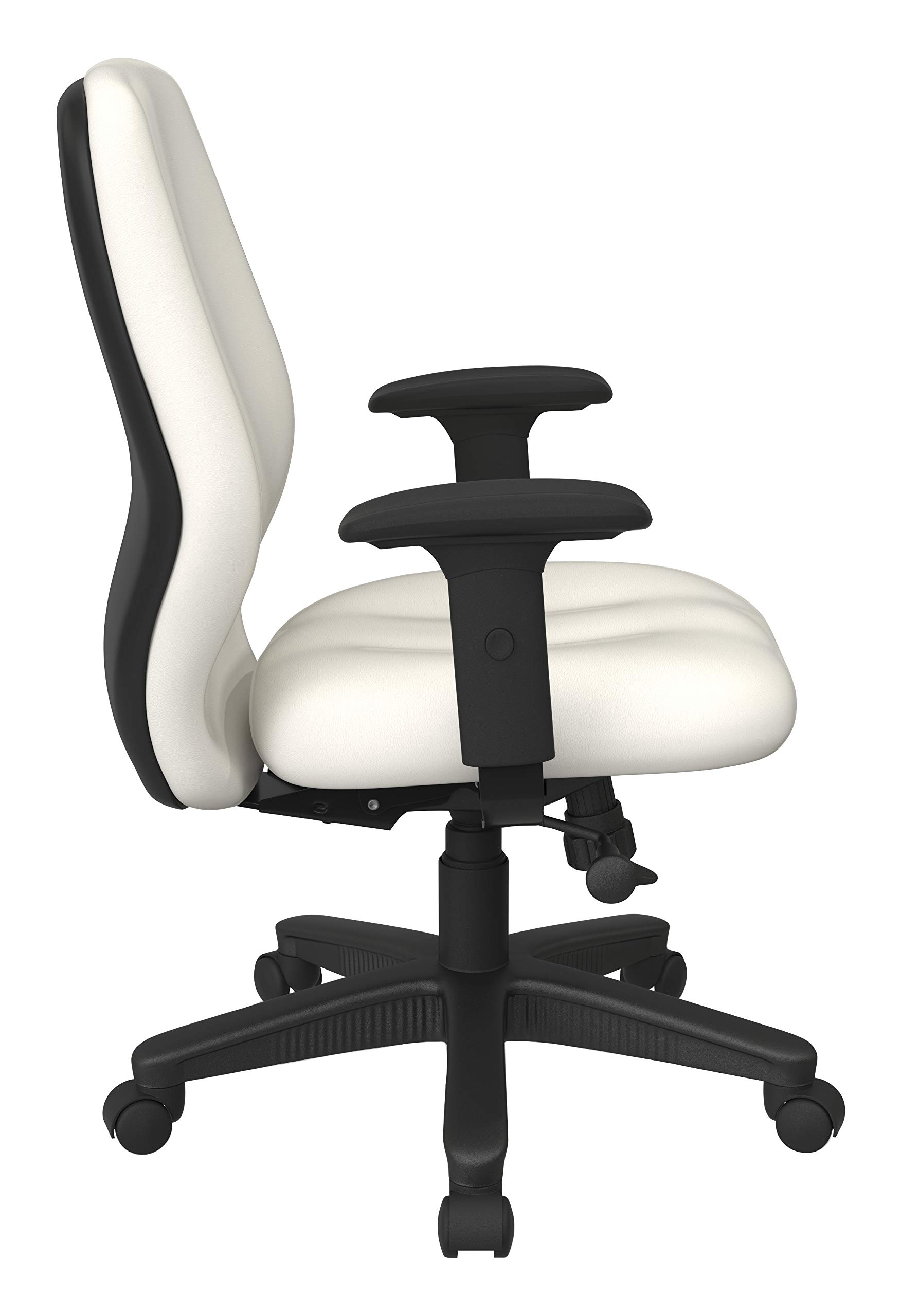 Office Star Ergonomic Mid Back Office Desk Chair with 2-to-1 Synchro Tilt Control & Adjustable Soft Padded Arms - Dillon Snow Fabric - Perfect for Home Office, Workstation & Long Hours Sitting