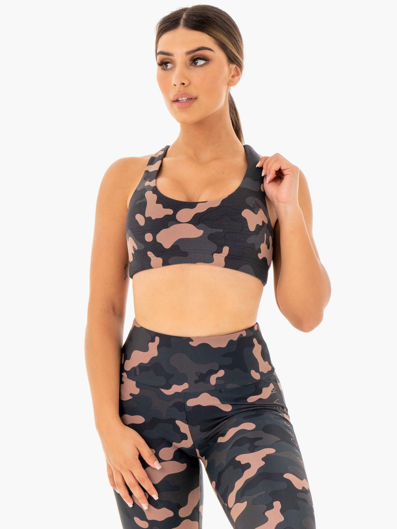 Camo Sports Bra for Women - Rose Camo Pattern Workout Top for Running, Yoga & Gym - Comfortable & Breathable Activewear