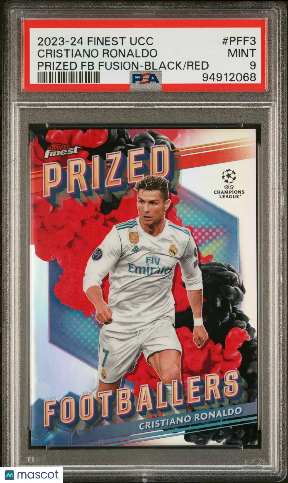 2023-2024 Topps Finest UEFA Club Competitions Cristiano Ronaldo PSA 9 Graded Soccer Card - Rare Football Trading Card for Collectors & Fans, Perfect for Display, Investment & Sports Memorabilia Collections