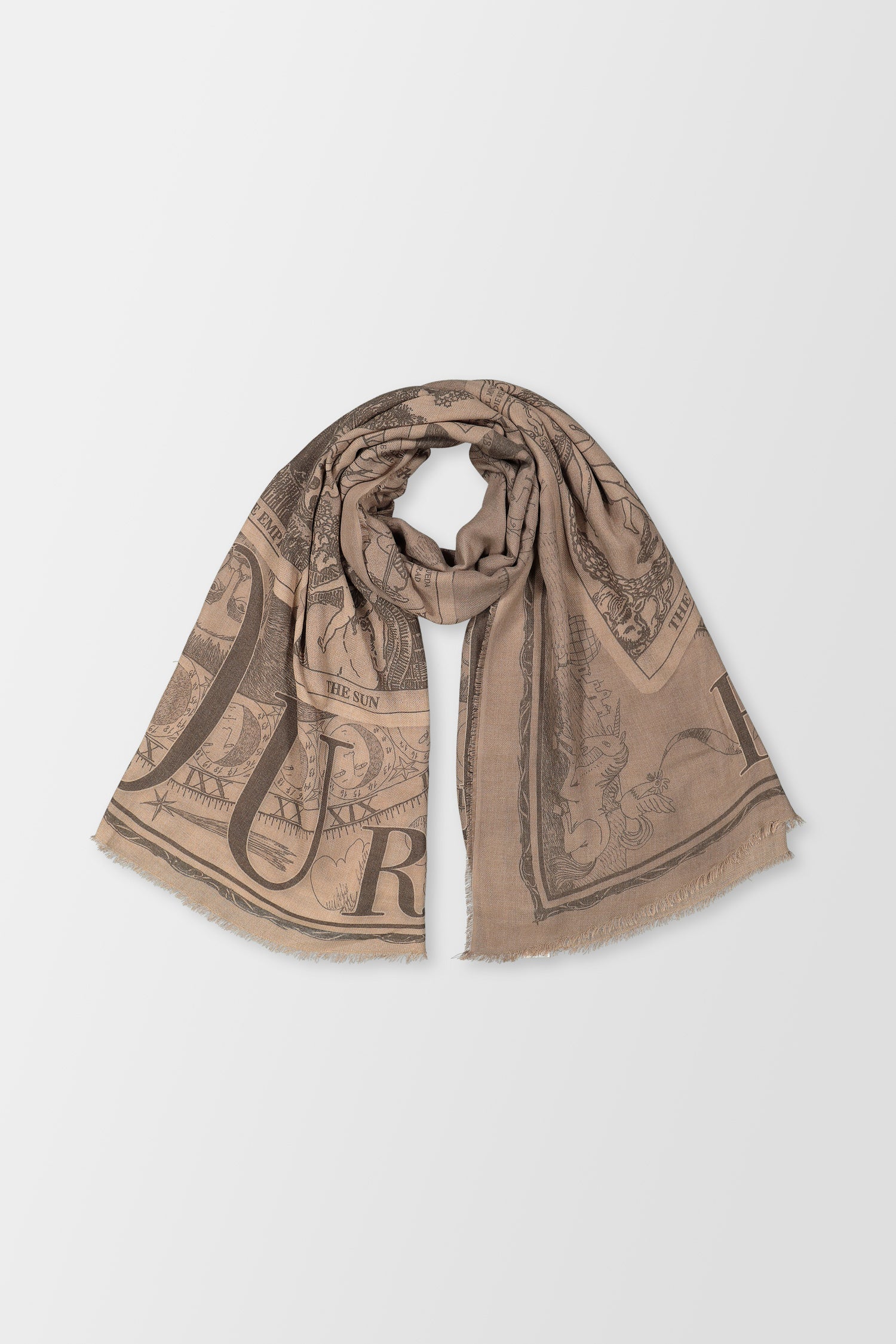 Faliero Sarti Beige Luck Scarf - Premium Italian Cashmere Wrap for Women - Perfect for Office, Travel and Special Occasions