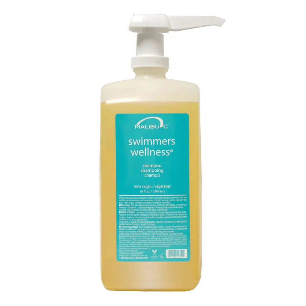 Malibu C Swimmers Wellness Shampoo - 64oz Chlorine & Salt Water Hair Repair for Swimmers & Beach Lovers - Post-Swim Hair Care for Soft, Healthy Hair