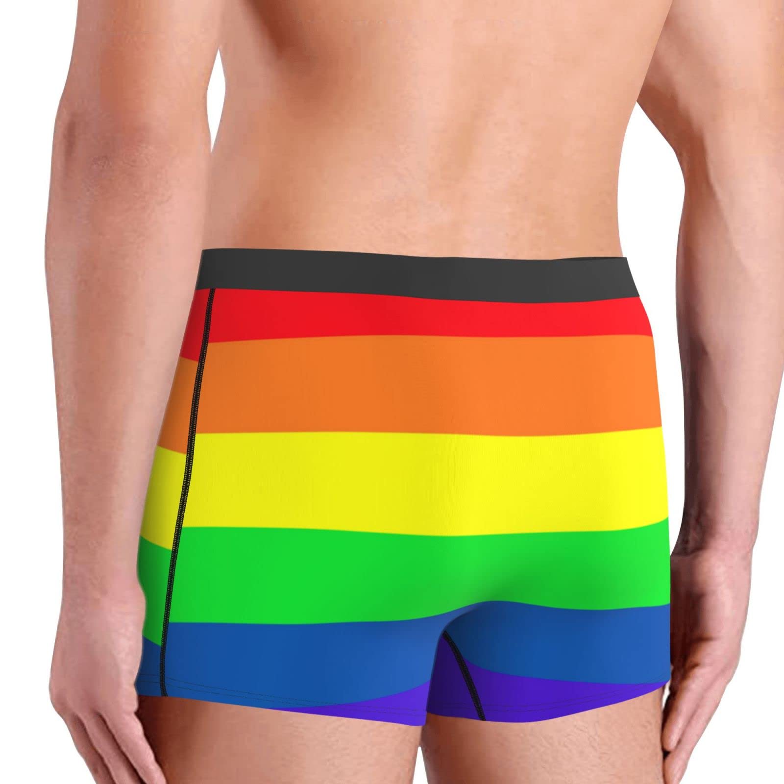 Men's Rainbow Pride Boxer Briefs - LGBT Flag Underwear, Soft Comfortable & Breathable for Everyday Wear & Pride Events