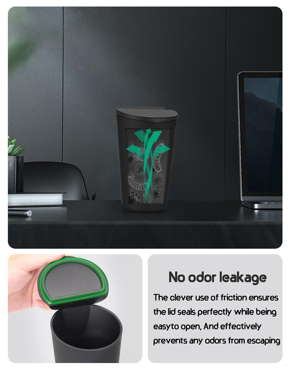BMZX Small Car Trash Can with Lid - Leakproof Cup Holder & Door Pocket Garbage Bin for Auto, Home, Office - Compact Trash Container (Black, 1 Pack) | Perfect for Road Trips, Commuting & Workspace Organization