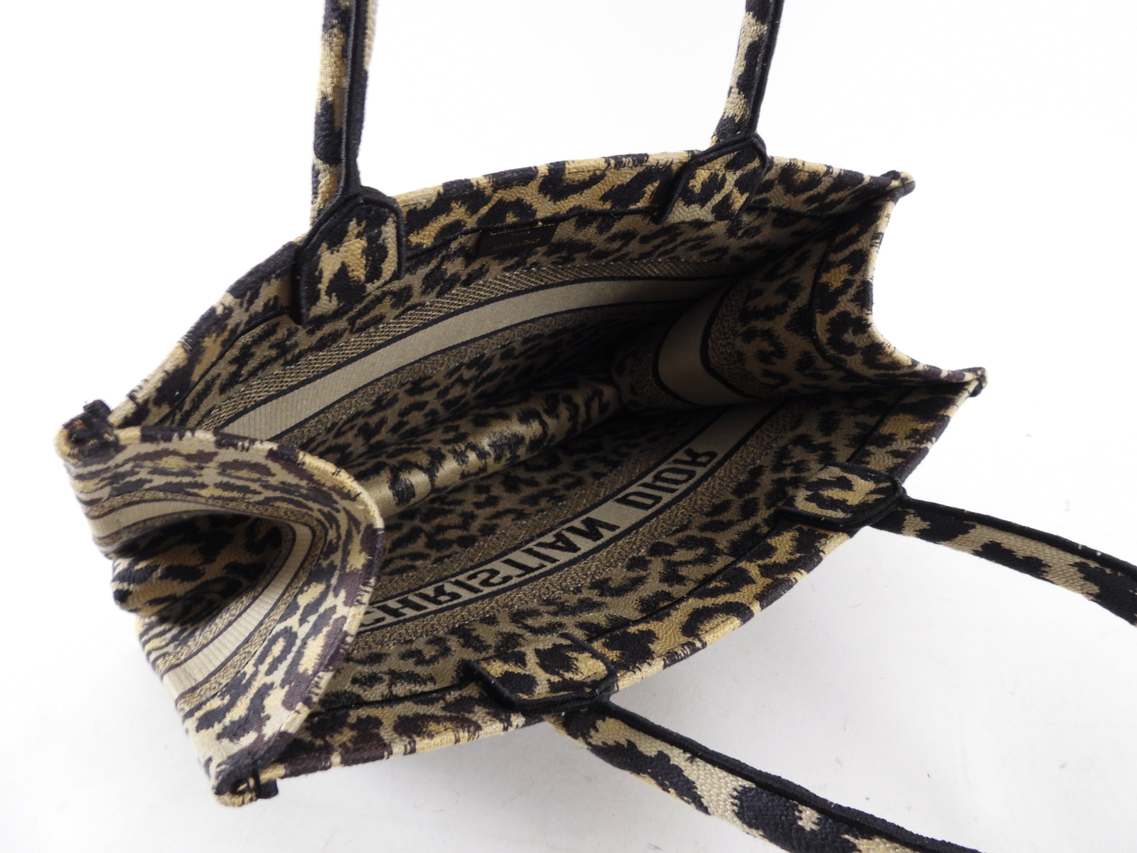 Christian Dior Medium Leopard Print Canvas Book Tote Bag - Stylish Designer Handbag for Women, Work, Travel & Everyday Use