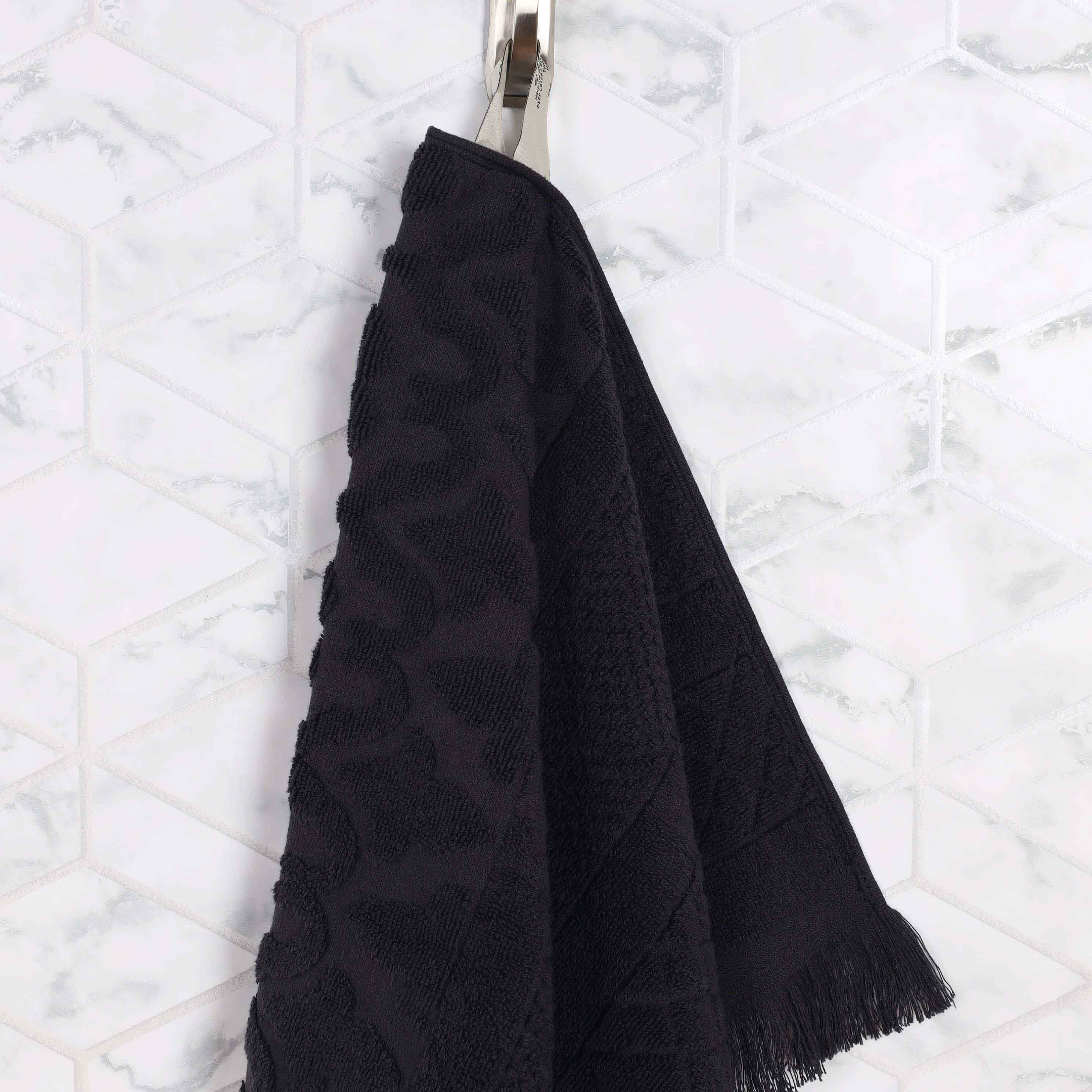 Premium Cotton Geometric Jacquard Plush Soft Absorbent 3-Piece Bath Towel Set - Luxury Spa & Guest Bathroom Essentials