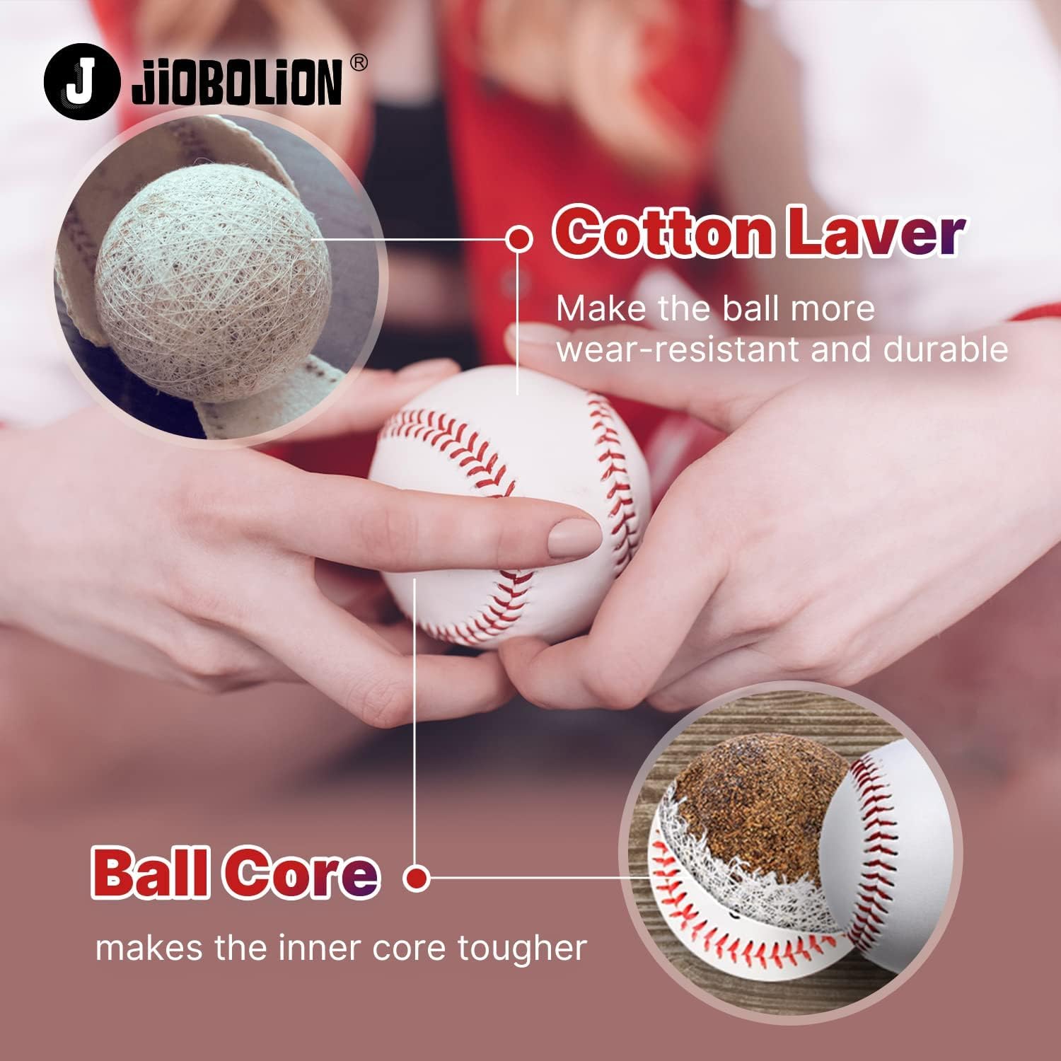 JIOBOLION Leather Baseballs - Official League Size & Weight for Practice, Training, and Games - Pack of 6 Professional Adult Baseballs for Baseball Players, Coaches, and Teams - Perfect for Warmups, Pitching Practice, and Fielding Drills