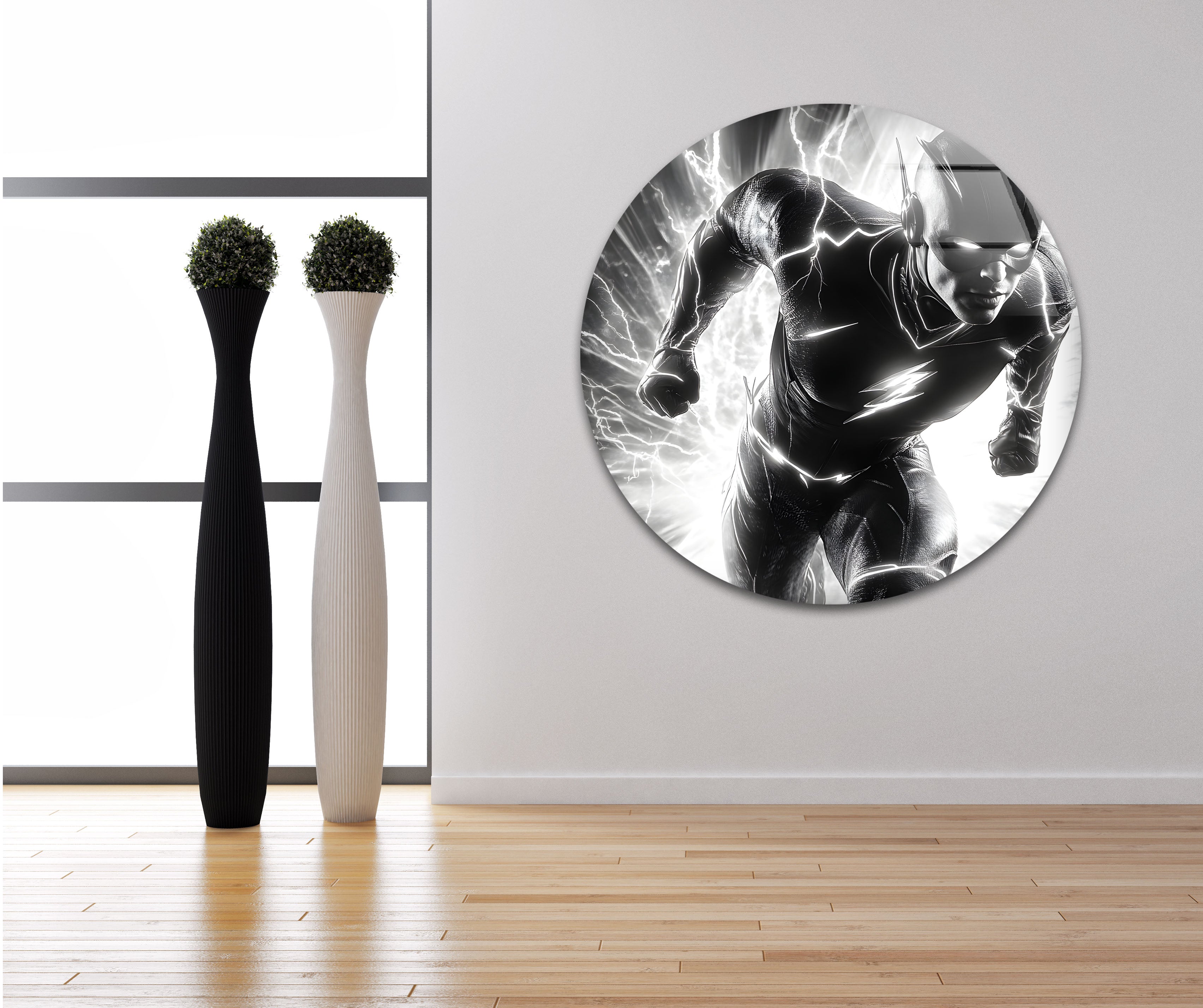 Black and White Flash Glass Wall Art - Modern Abstract Home Decor for Living Room, Bedroom & Office - Perfect for Gifts and Interior Design