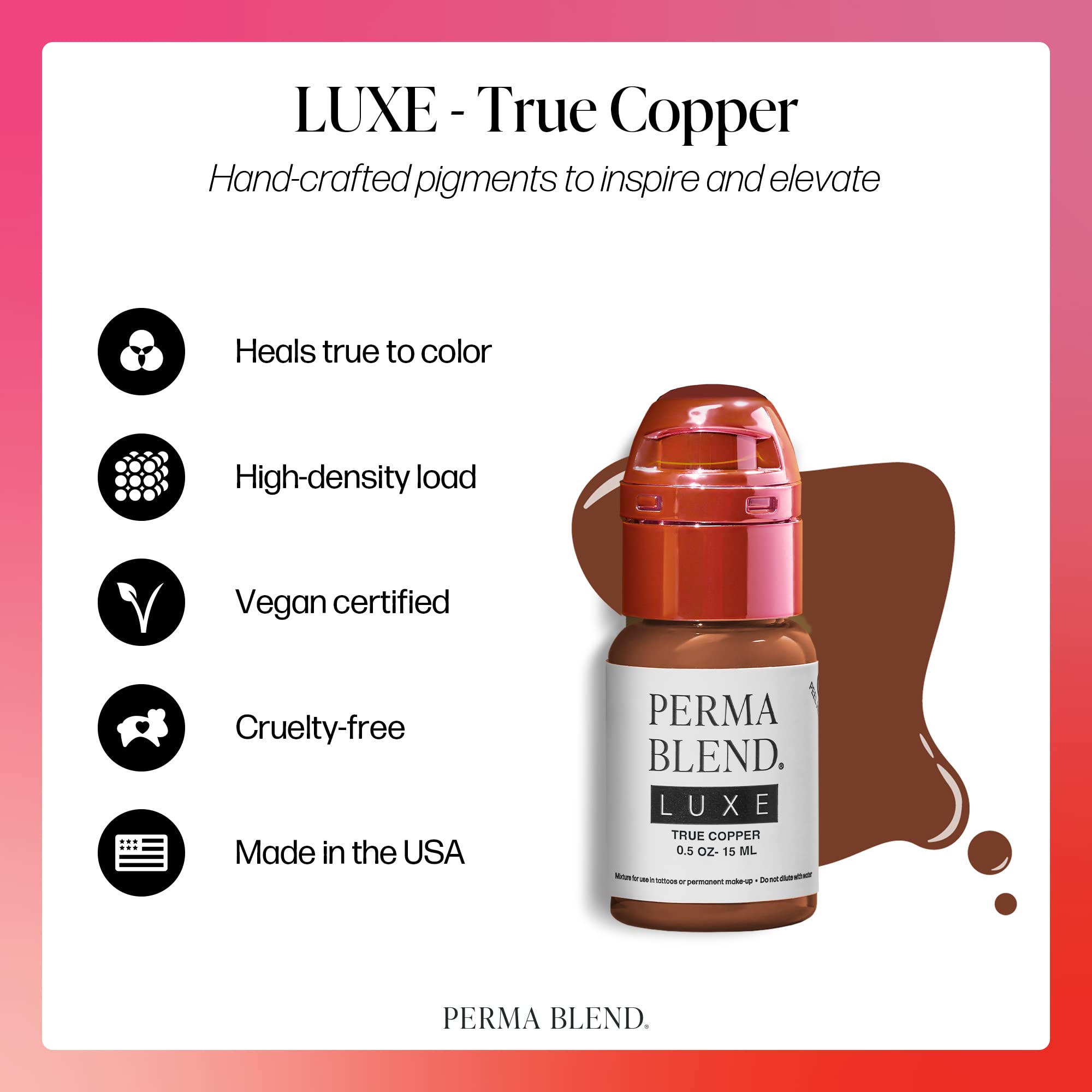Perma Blend Luxe True Copper Pigment for Permanent Eyebrow Makeup – 15ml | Long-Lasting, Natural-Looking Brows for Microblading & Ombre Shading