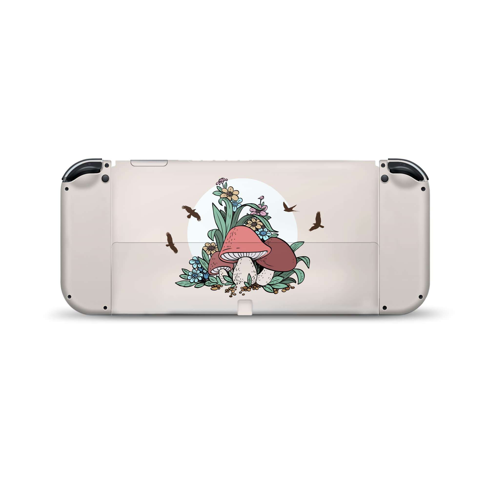 Kawaii Beige Mushroom Skin Wrap Cover for Nintendo Switch OLED - Premium 3M Vinyl Full Decal Sticker | Perfect for Gaming, Customization & Protection
