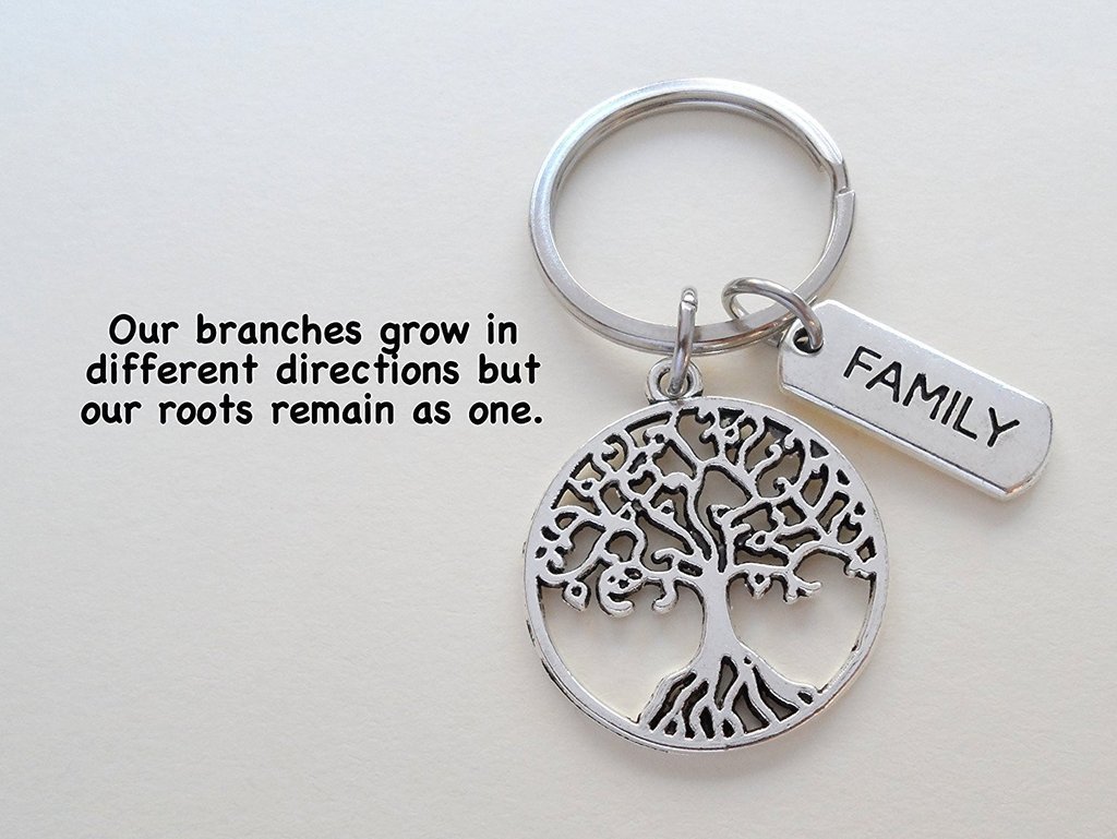 Personalized Family Tree Keychain - Custom Engraved Roots & Names Keepsake - Unique Family Reunion Gift Idea for Mom Dad Grandparents - Perfect for Anniversaries, Weddings & Memorial Gifts