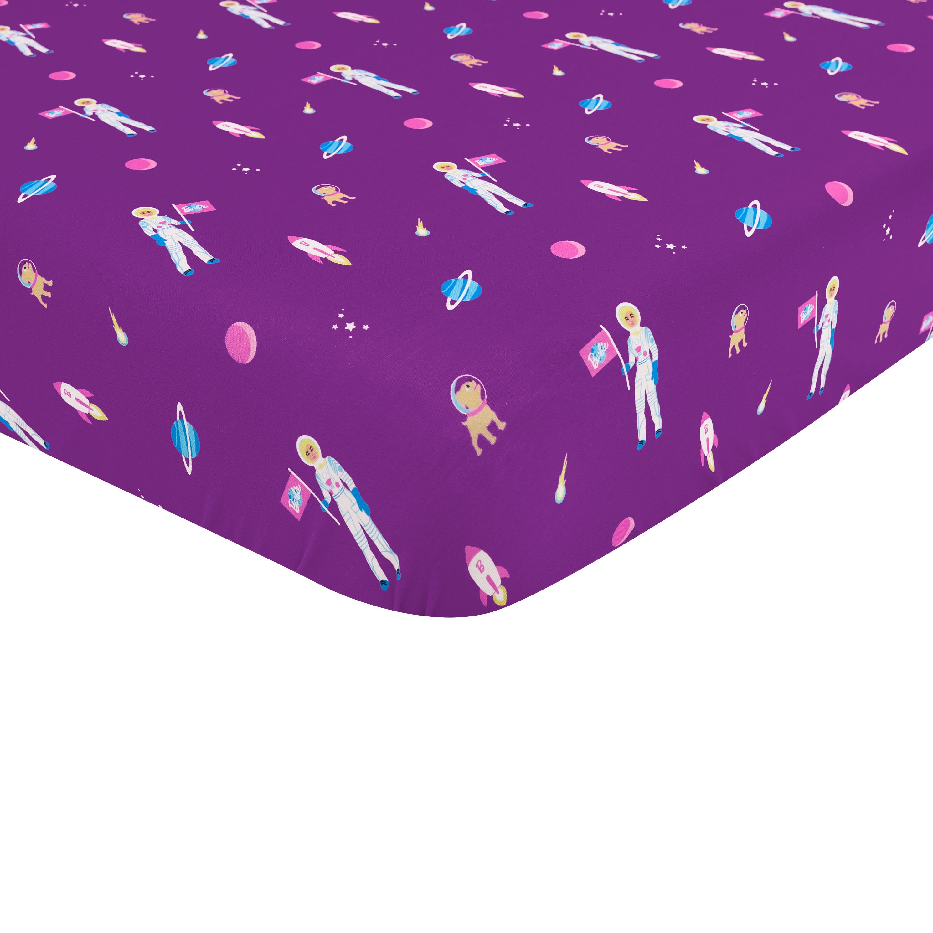 Barbie™ Astronaut Crib Sheet - Soft & Breathable Baby Bedding for Safe & Comfortable Sleep - Perfect for Nurseries, Daycares & Travel