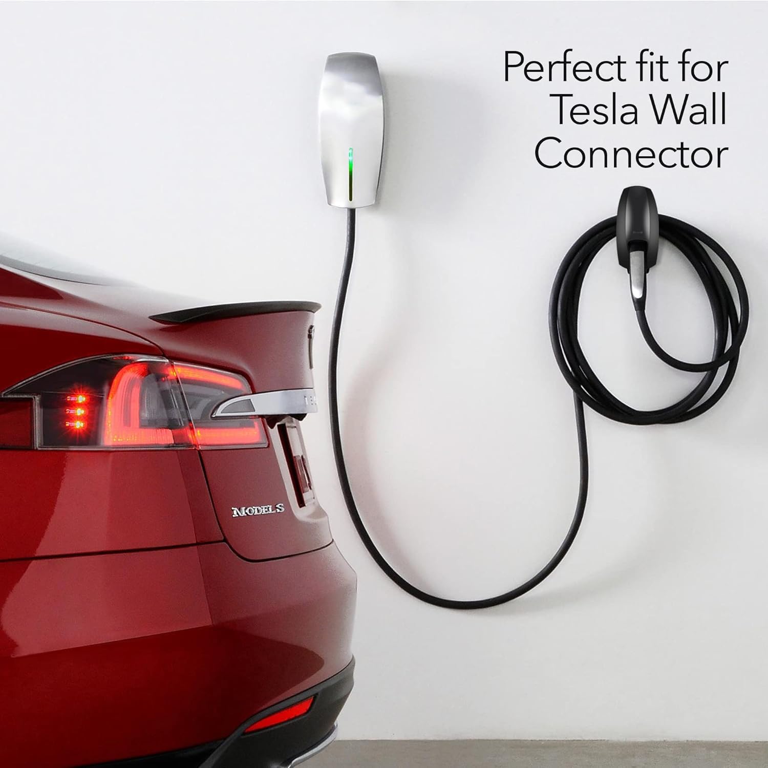 Lectron Tesla Wall Mount & Cable Holder - Compatible with Tesla Wall Connector for Models X, S, Y, 3 - Black Charger Organizer for Home & Garage - Protect & Organize Your Tesla EV Charging Station