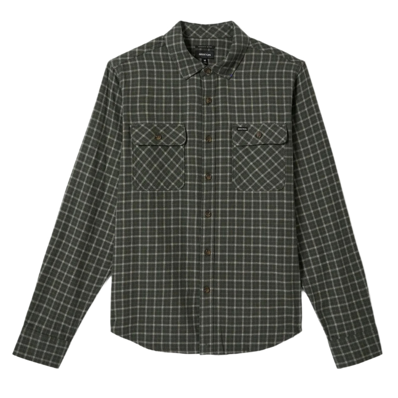 Brixton Bowery LW Ultra Soft Long Sleeve Flannel Shirt - Ivy Green/Whitecap - Comfortable & Stylish for Casual Wear & Outdoor Activities