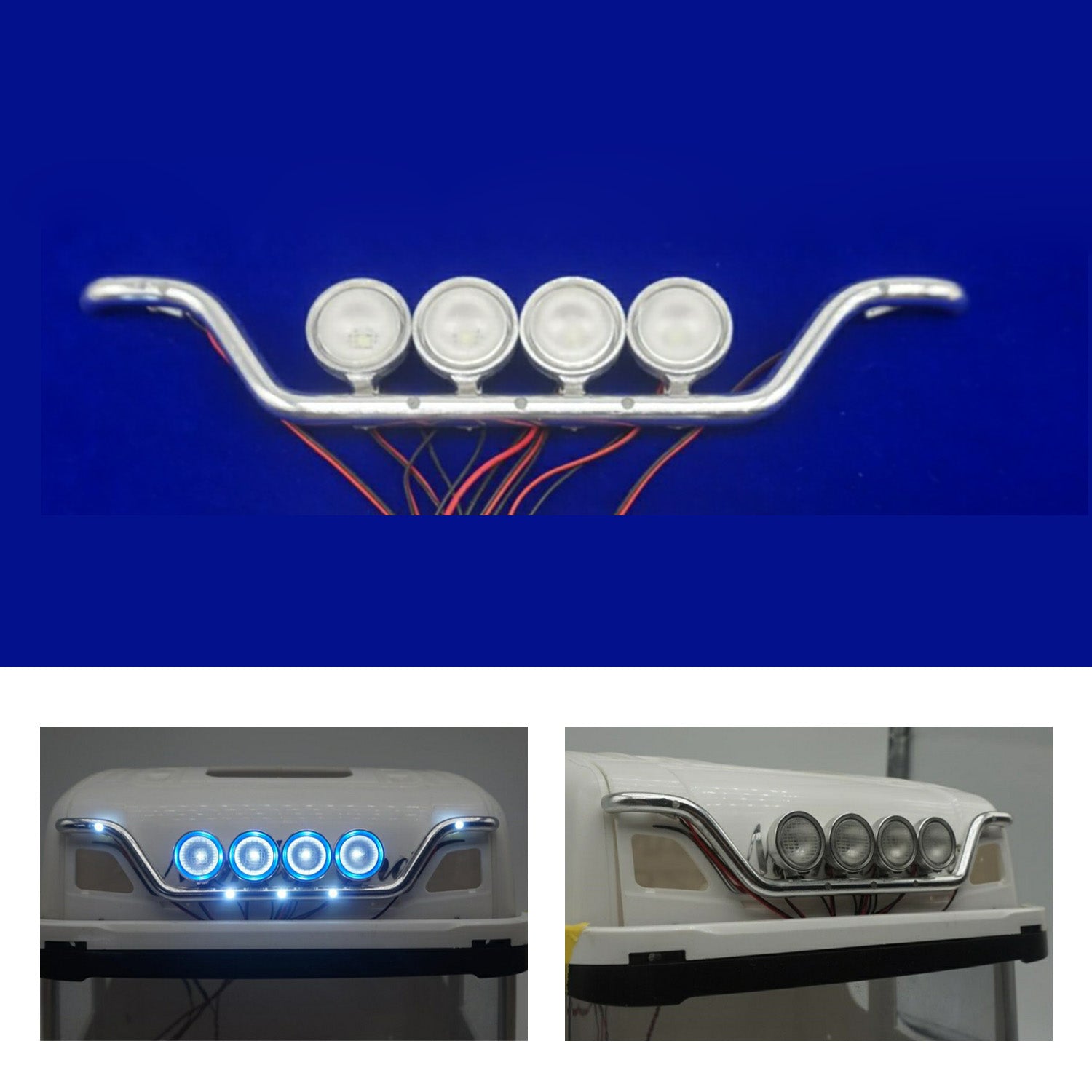 1/14 Scale RC Tractor Truck Aluminum LED Light Bar - Compatible with 56323, 56371, 770S, R620, R730, 1851 Remote Control Cars - DIY Model Accessories for Night Crawling & Off-Road Racing