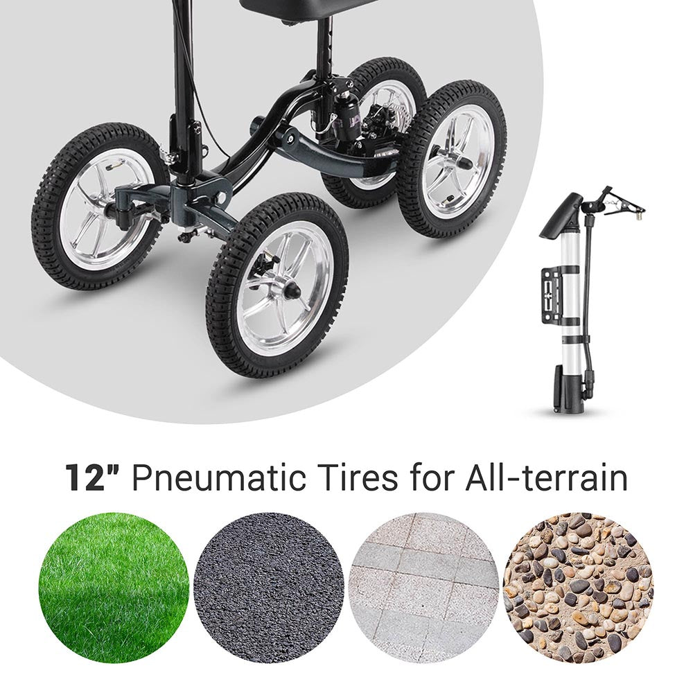 All Terrain Knee Walker Scooter with Suspension & Brake - Mobility Aid for Outdoor & Indoor Use - Ideal for Post-Surgery Recovery, Ankle Injuries & Daily Mobility Support
