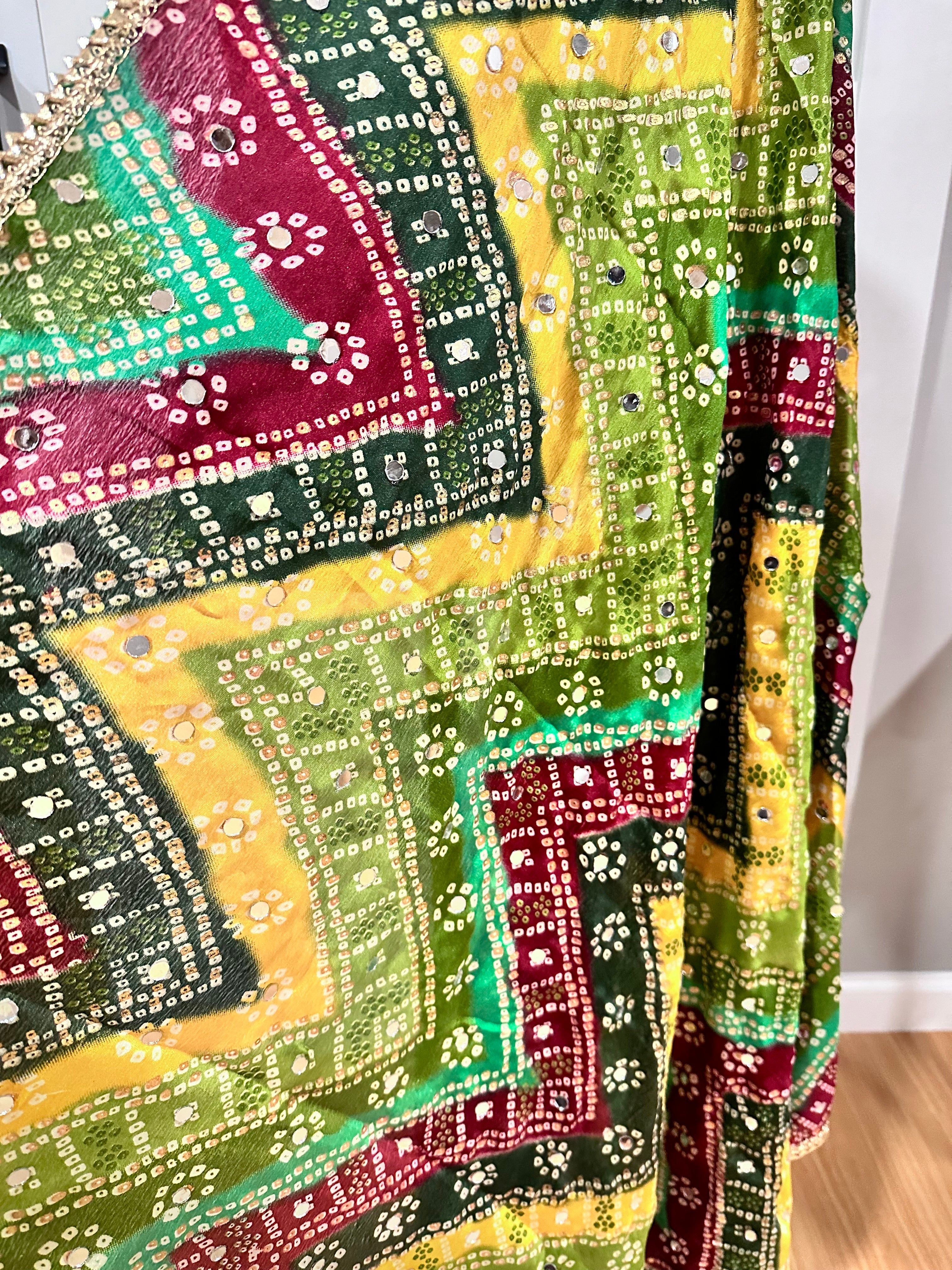 Phulkari Style Multicolor Heavy Dupatta - Traditional Indian Embroidered Scarf for Women - Perfect for Weddings, Parties & Festive Occasions
