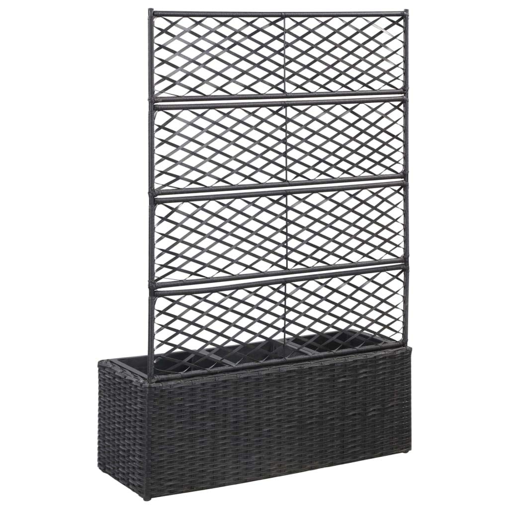 Raised Garden Bed - 83x30x130cm Black Decorative Poly Rattan Planter with 3 Removable Pots for Outdoor Plants, Flowers & Vegetables - Perfect for Patio, Balcony & Backyard Gardening