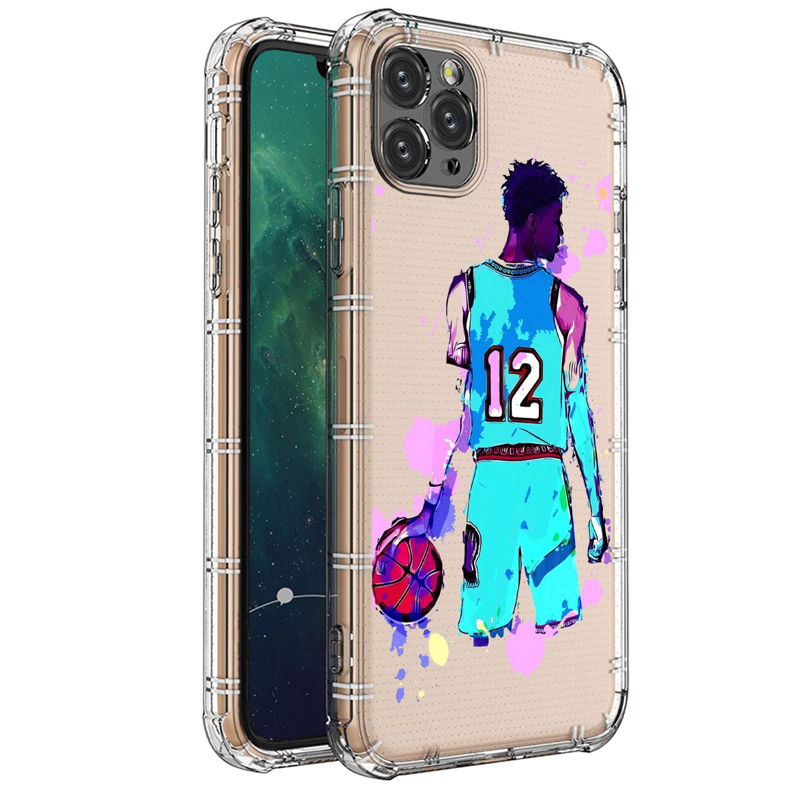 Goodsprout Clear Watercolor Player Design iPhone 11 Case - Shockproof TPU Bumper Protective Cover for Apple iPhone 11 (6.1 Inch) - Perfect for Everyday Use, Sports & Outdoor Activities