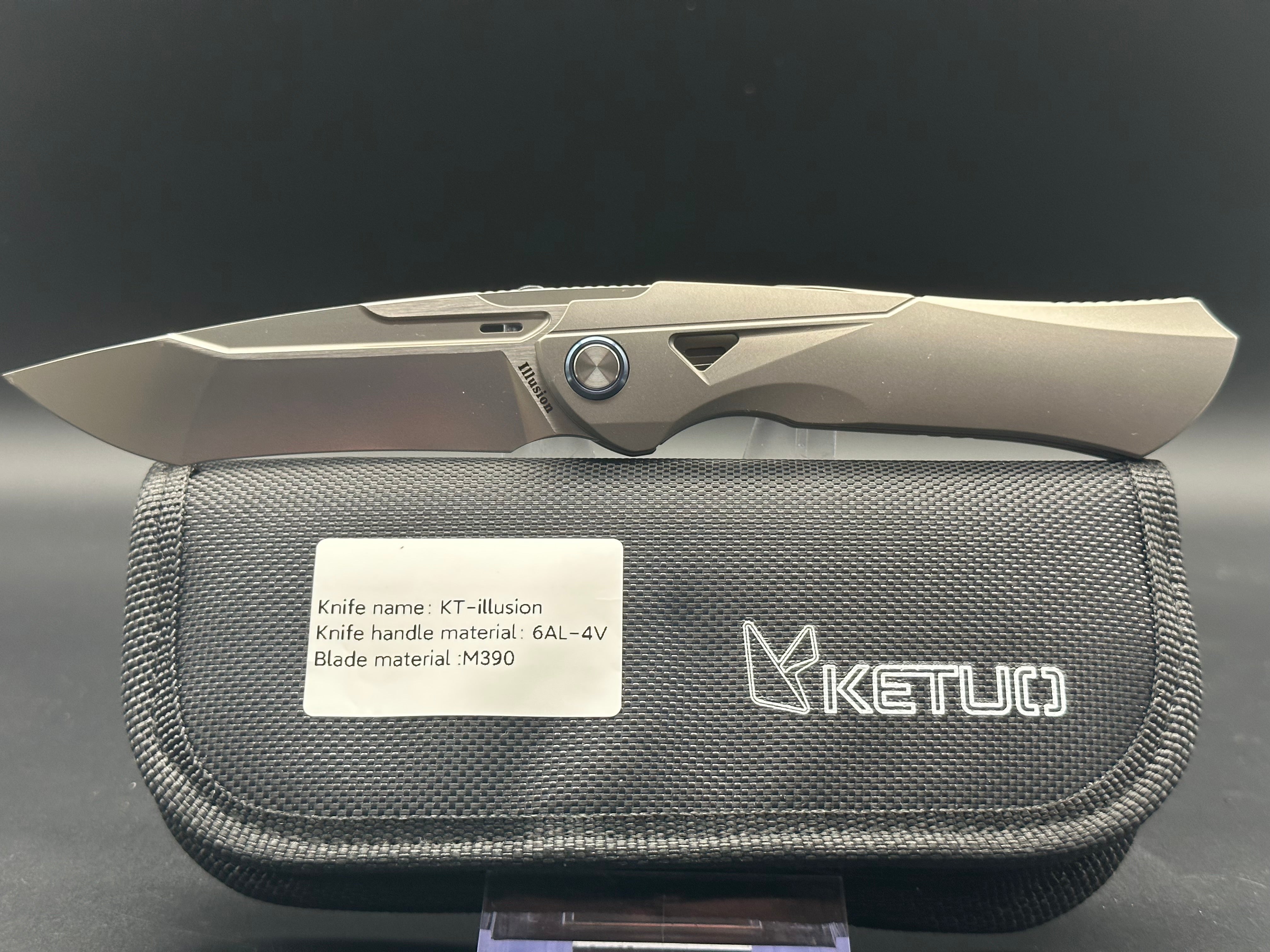 Premium Ketuo Illusion Titanium Folding Knife with M390 Super Steel Blade - EDC, Outdoor Survival, Camping & Tactical Use
