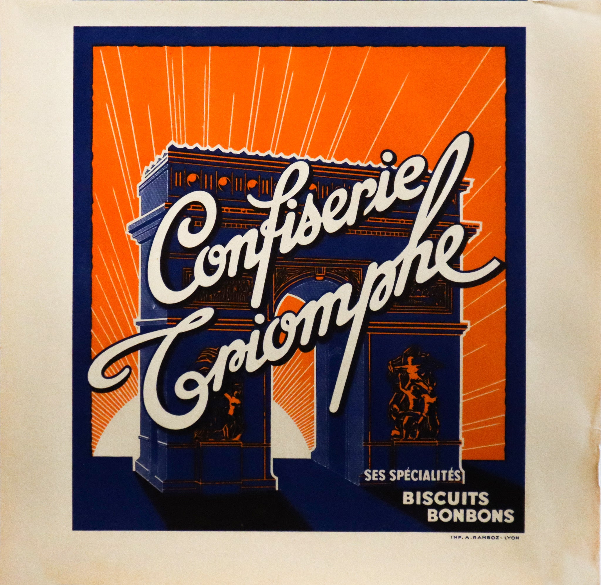 1900 Belle Epoque French Confectionary Poster - Vintage Confiserie Triomphe Biscuits & Bonbons Advertisement from Lyon - Perfect for Kitchen Decor, Bakery Wall Art & French Antique Collectors