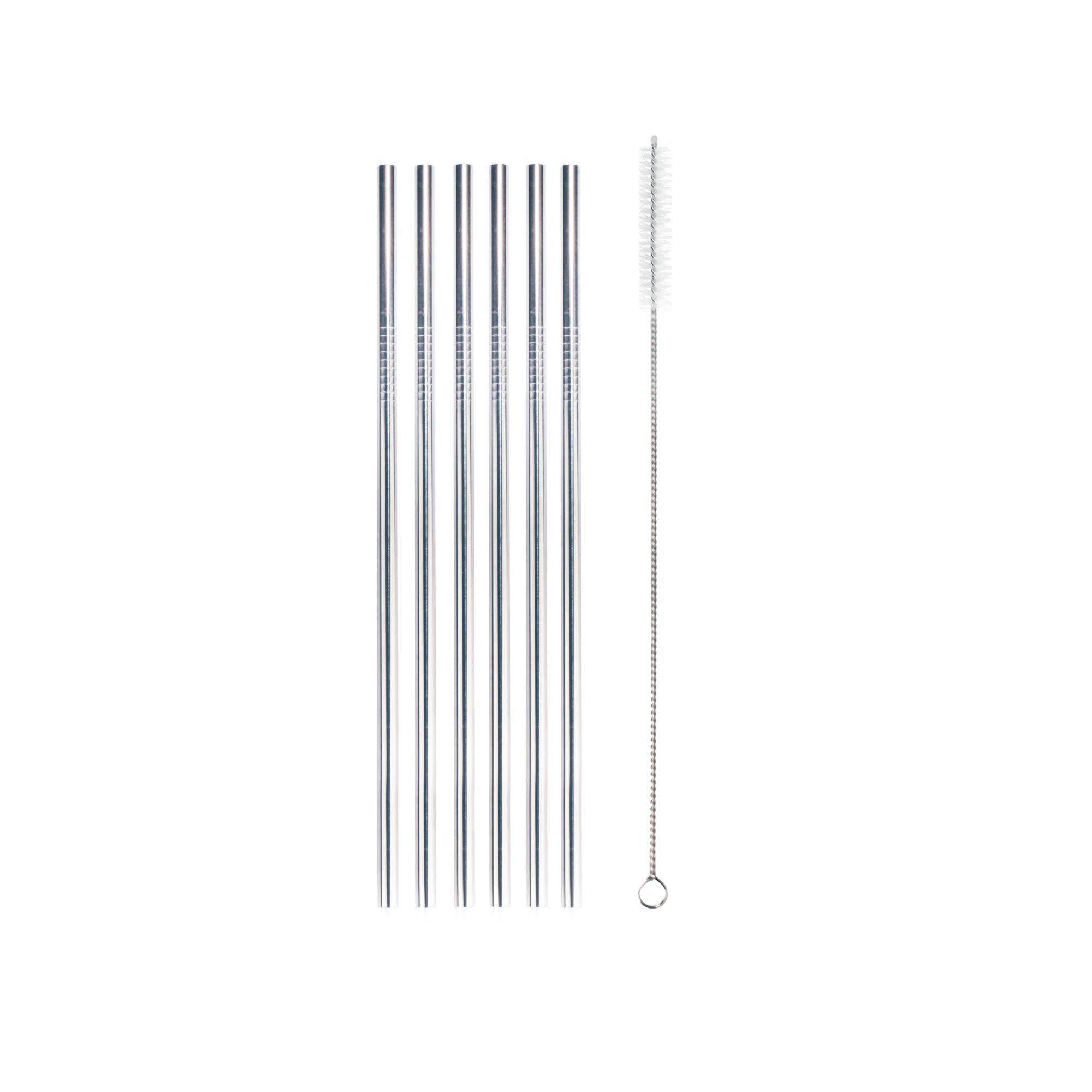 BambooMN Reusable Stainless Steel Drinking Straws - 12 Pack of 8.5