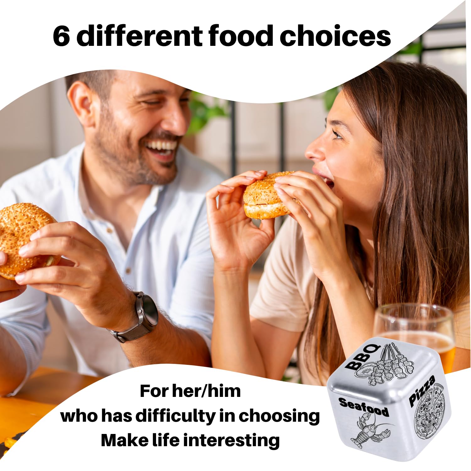 Easter Basket Stuffers for Teens - Funny Steel Decision Dice for Dinner Food Choices - Unique Anniversary & Date Night Gifts for Women, Men, Couples - Perfect Birthday & Wedding Present for Him, Her, Boyfriend, Girlfriend, Wife, Husband - Great for Romantic Dinners, Game Nights & Special Occasions