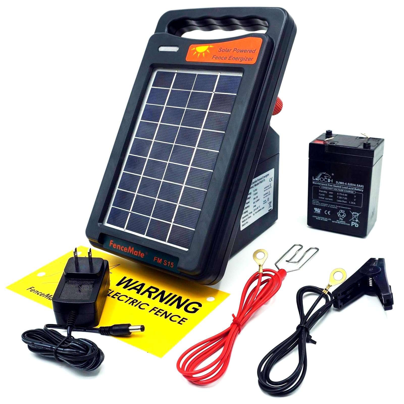 FenceMate Solar Fence Charger - 0.2J Output for Up to 8 Miles | Portable Electric Fence Energizer for Poultry, Pets & Livestock Containment | Ideal for Backyards, Paddocks, Grazing Areas & Camping | Weatherproof Solar-Powered Fence Controller