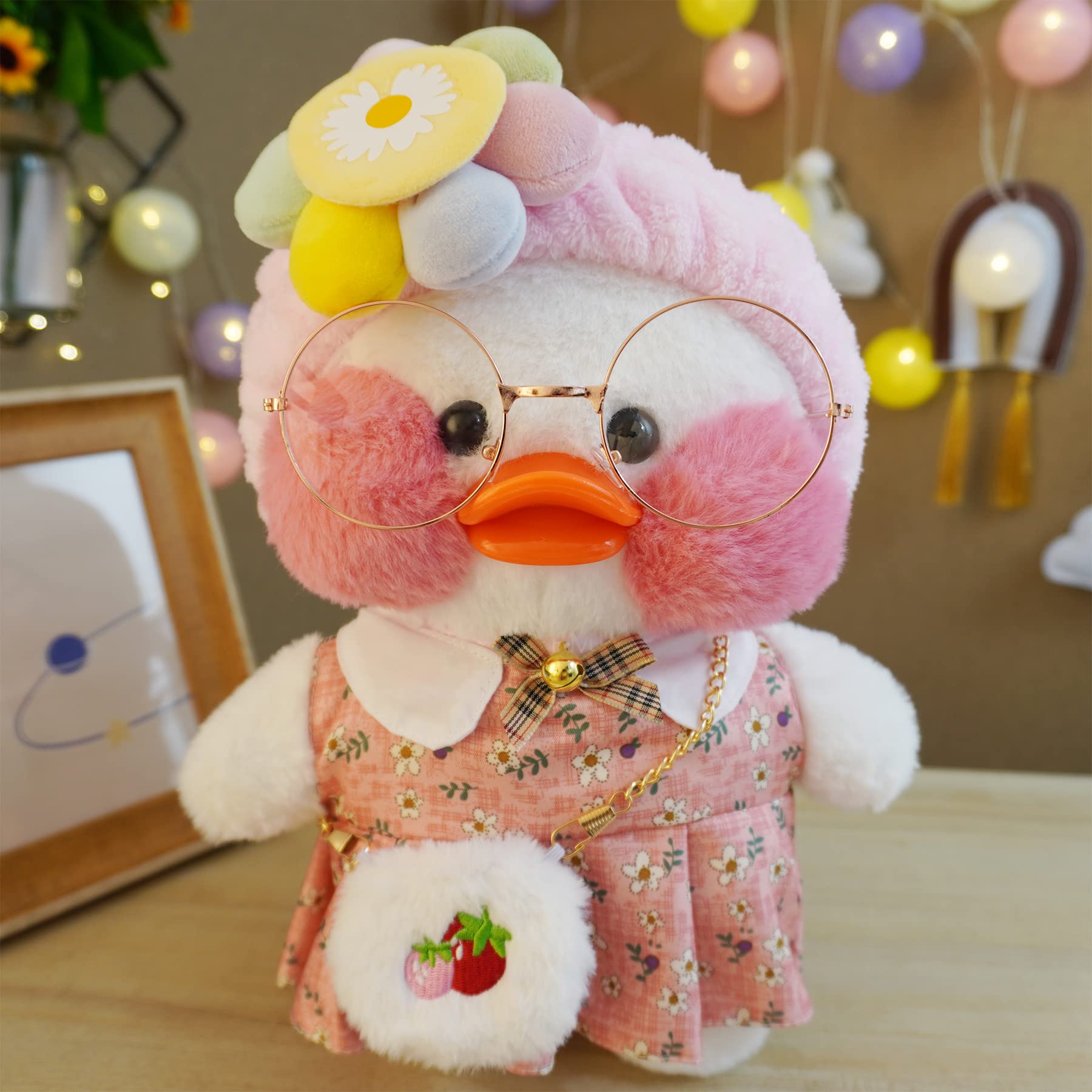**4-Pack Kawaii Duck Plush Clothes Set with 13 Adorable Accessories - Soft Stuffed Animal Outfits for Kids & Collectors (Red) - Perfect for Dress-Up, Gifts & Nursery Decor**