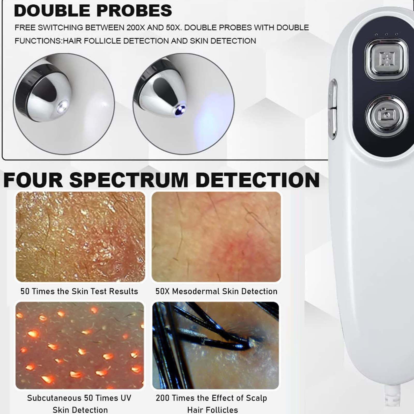 50X-200X Digital Skin & Hair Analyzer with 11 Inch LCD Screen - Rechargeable Moisture & Oil Tester for Face Scalp Care | Professional Skin Diagnosis Tool for Home Spa, Salon & Dermatology Use
