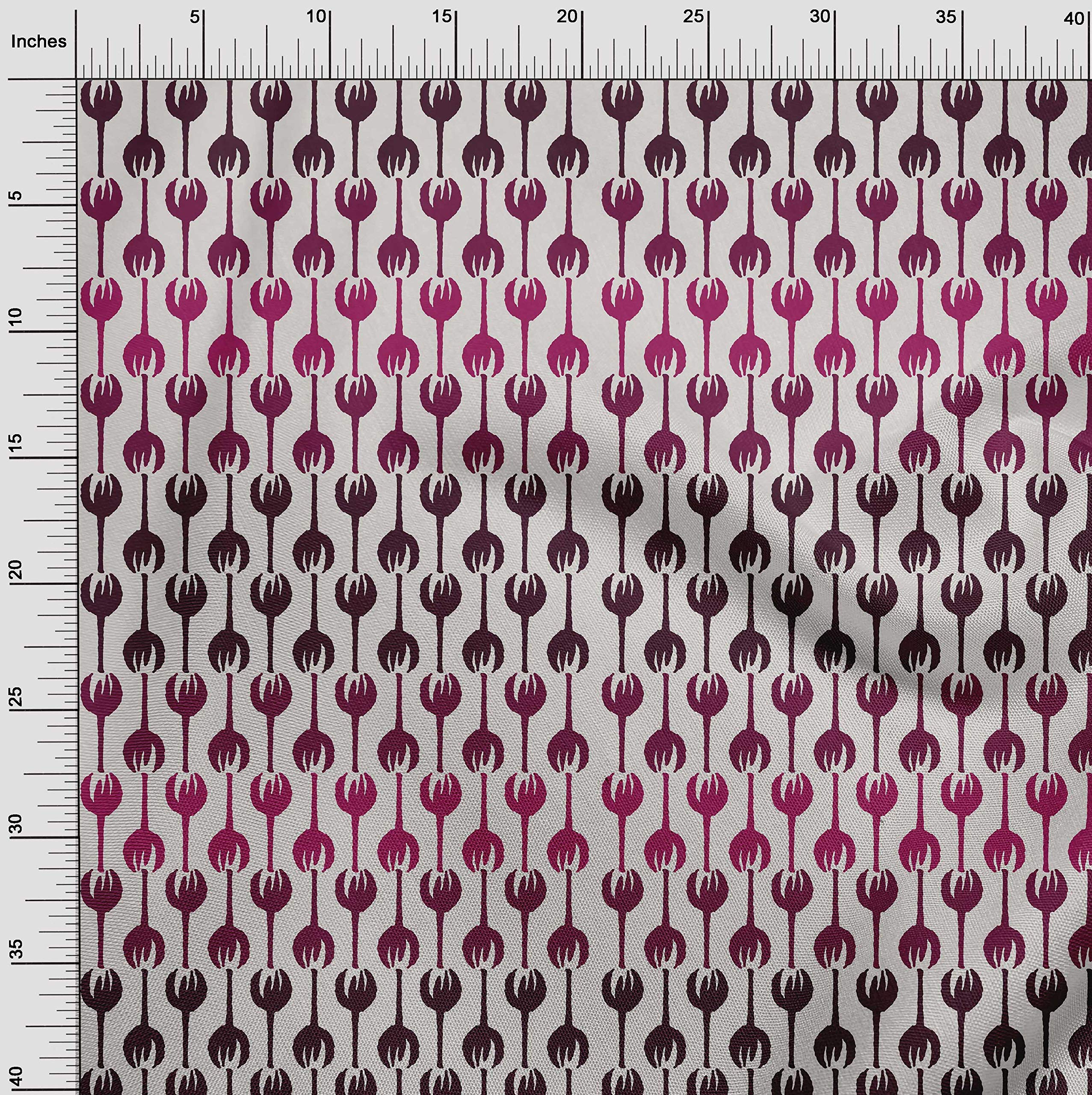 oneOone Viscose Jersey Maroon Floral Print Fabric by The Yard - 60 Inch Wide DIY Sewing Material for Dresses, Skirts & Home Decor Projects