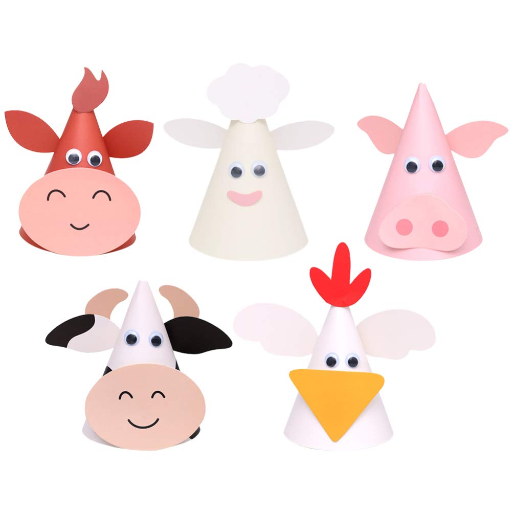 ABOOFAN 5 Pack Baby Birthday Party Hats - Cute Animal Cartoon Design Glitter Paper Hats for Kids Birthday, New Year & Shower Celebrations - Perfect for 1st Birthday, Photo Props & Themed Parties