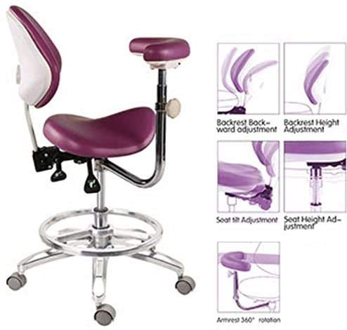 Premium PU Leather Mobile Saddle Stool for Dentists & Medical Professionals - Adjustable Height Ergonomic Dental Assistant Chair with Ivory Finish - Perfect for Clinics, Hospitals & Office Workstations