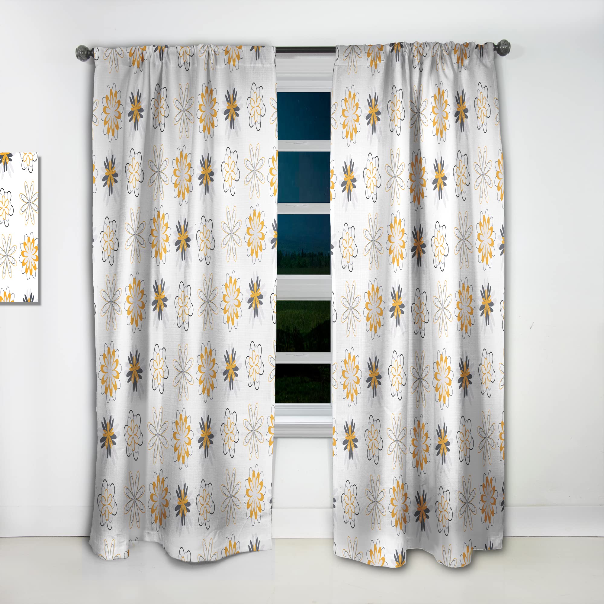 DesignQ Thermal Insulated Curtains - Retro Floral Pattern VIII - 52x90 Inch Single Panel for Bedroom & Living Room - Blackout Drapes for Home Decor, Energy Saving & Privacy Protection