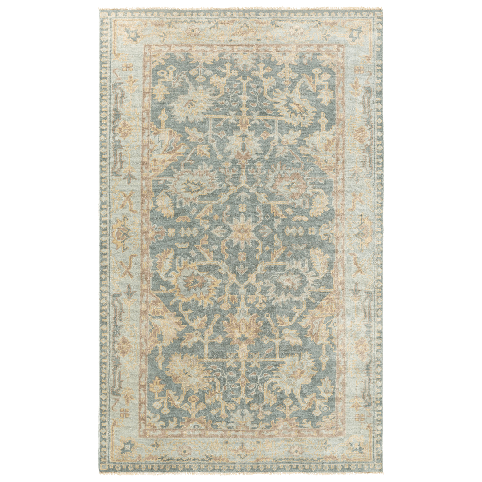 Hand Knotted Wool Area Rug in Cappadocia Grey & Seafoam - Multiple Size Options for Living Room, Bedroom & Office Decor