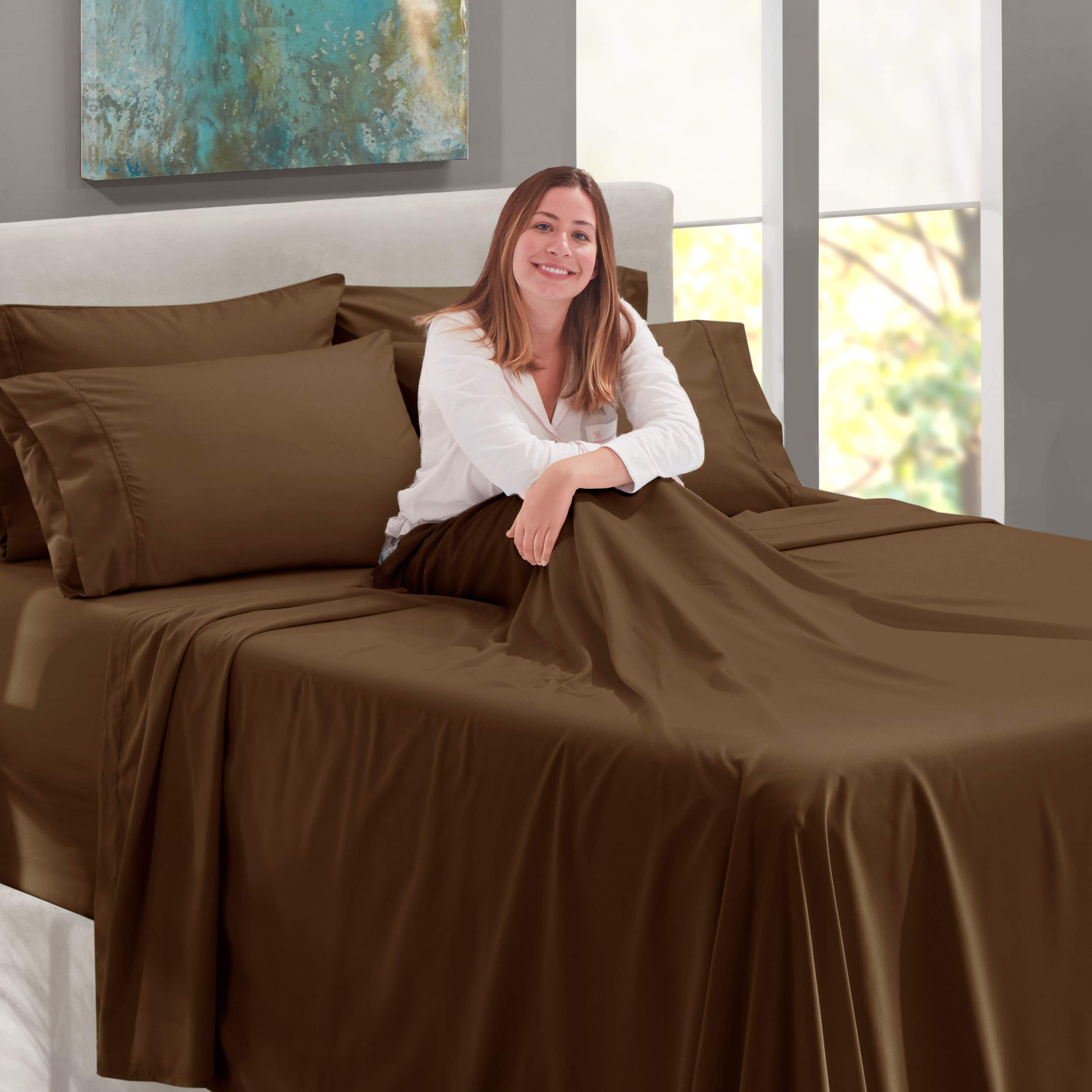 Luxury 6-Piece King Size Sheet Set - 100% Cotton 800 Thread Count Bed Sheets with Deep 24