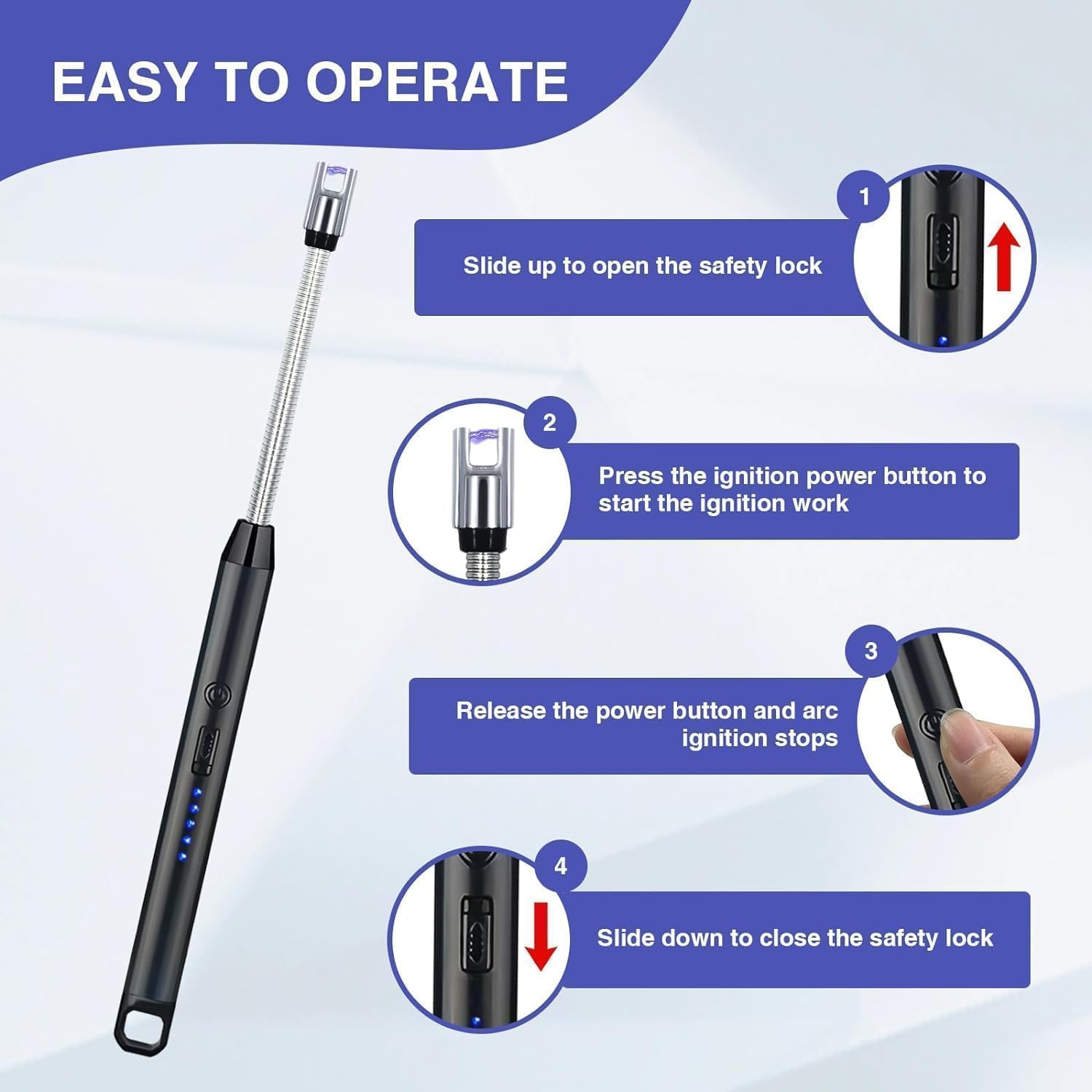 DISONE Electric Plasma Candle Lighter - USB Rechargeable Windproof Arc Lighter with Zinc Alloy Core, Modern Black Design - Perfect for Camping, Home Use, Gifts & Outdoor Activities