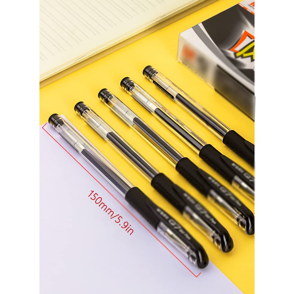 Premium 0.5mm Black Gel Pens for Students & Office - Quick-Drying Water-Based Ink Refillable Bullet Pens - Perfect for Note Taking, Journaling, Signatures & School Supplies (Pack of 12)