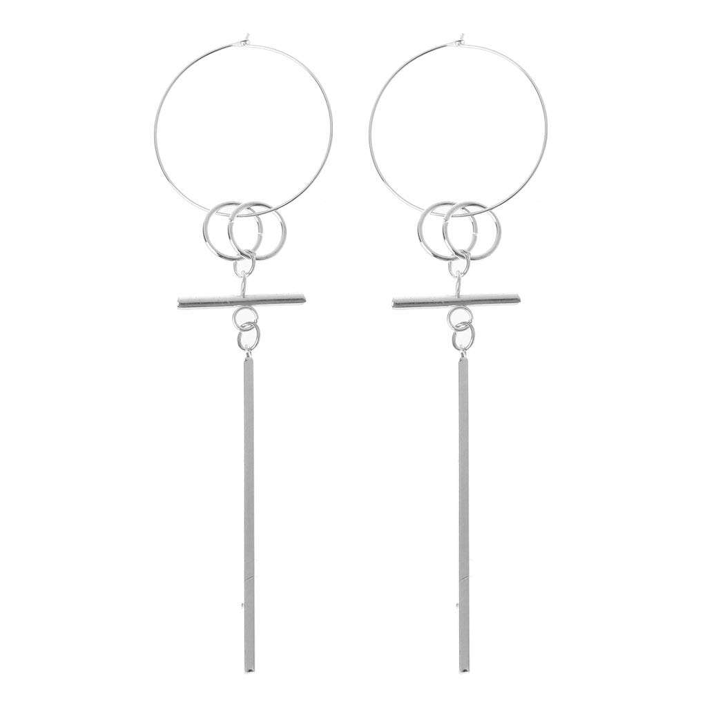 XISAOK 1 Pair Kpop Geometric Round Drop Earrings - DNA Jewelry Inspired by BTS Album - 11cm Gold Korean Fashion Earrings for Concerts, Parties & Daily Wear