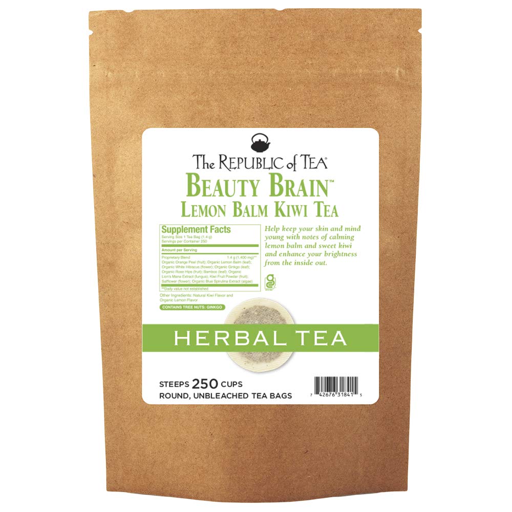 The Republic of Tea Beautifying Botanicals Beauty Brain Herbal Tea - 250 Tea Bags | Antioxidant-Rich Blend for Glowing Skin & Mental Clarity | Perfect for Morning Rituals & Self-Care Moments