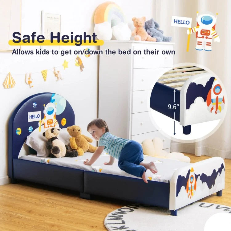 Kids Upholstered Platform Bed with Headboard and Footboard - Twin/Full/Queen Size Upholstered Bed Frame for Boys & Girls - Perfect for Bedroom, Nursery, or Guest Room