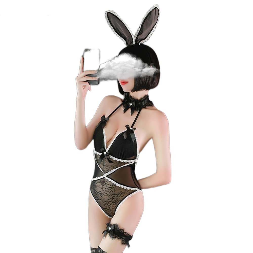 Sexy Bunny Lingerie Costume for Women - Anime Cosplay Bunny Girl Bodysuit with Ears Headband - Perfect for Halloween, Valentine's Day & Boudoir Photography